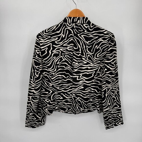 Talbots 1/2‎ Zip Jacket Womens Size 12 Black White Silk Wool Blend Satin Lined - Picture 7 of 8